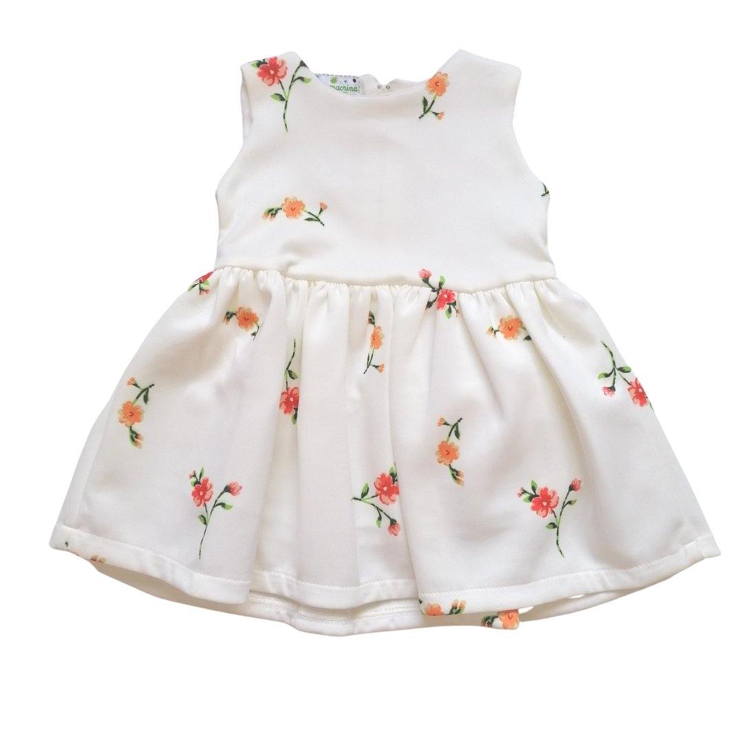 VESTIDO BLANCO CON SUETER  ROSA NIÑA - Mibebu -  Ropa Infantil