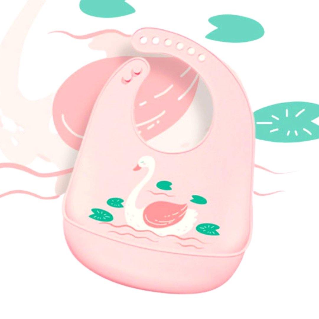 BABERO DE SILICONA IMPERMEABLE BEBÉ ROSA - Mibebu -  Ropa Infantil