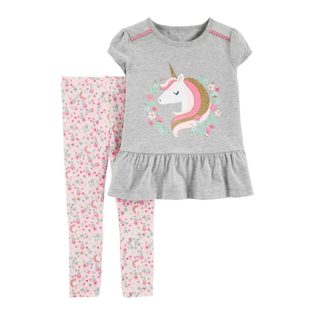 CONJUNTO CARTERS CON LEGGINS  UNICORNIO NIÑA - Mibebu -  Ropa Infantil