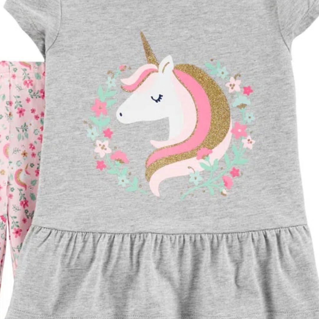 CONJUNTO CARTERS CON LEGGINS  UNICORNIO NIÑA - Mibebu -  Ropa Infantil