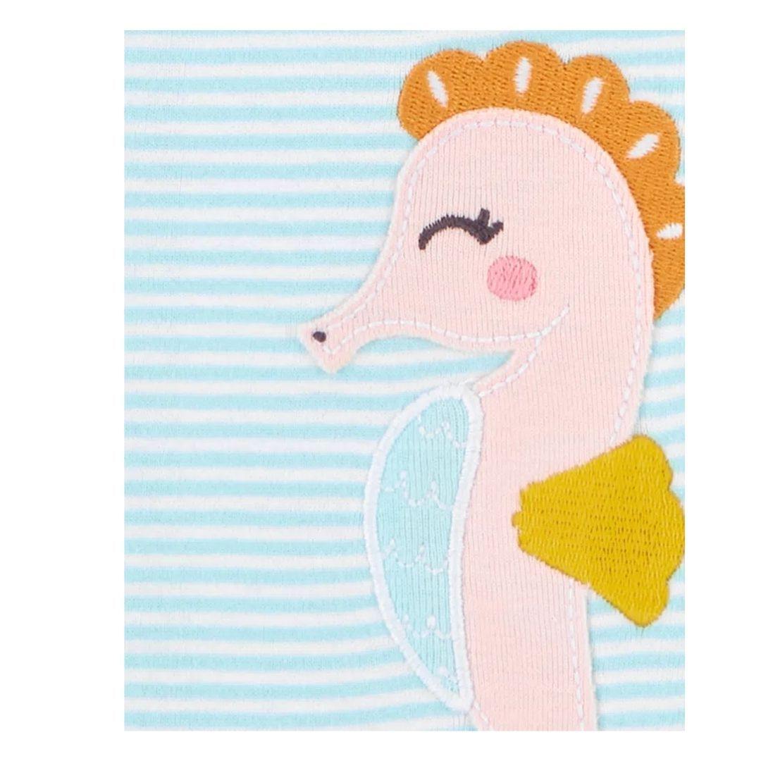 PIJAMA CARTERS 2PZAS CABALLO DE MAR  CORAZONES AZUL Y GRIS NIÑA - Mibebu -  Ropa Infantil