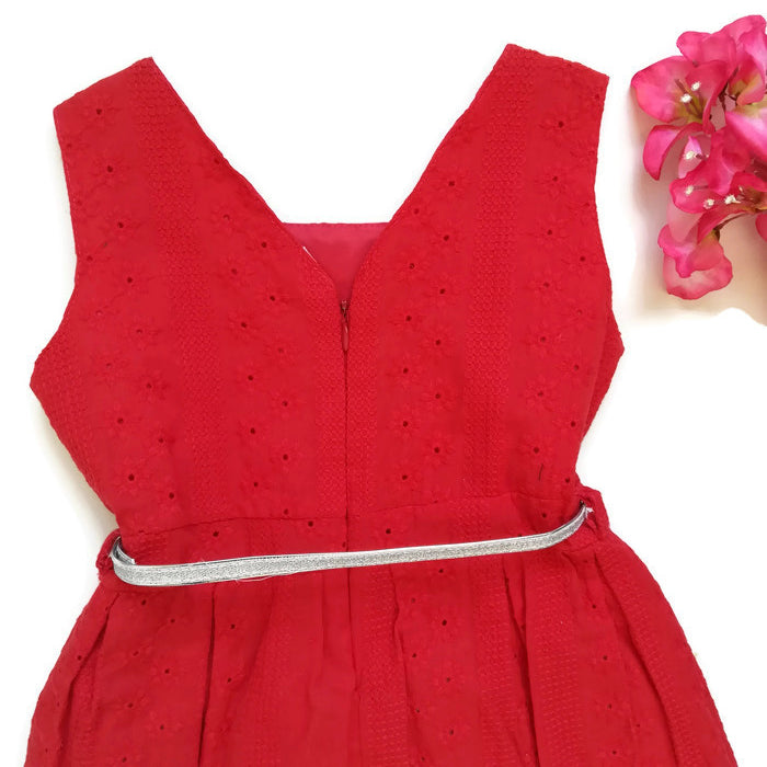 VESTIDO ROJO BORDADO NIÑA