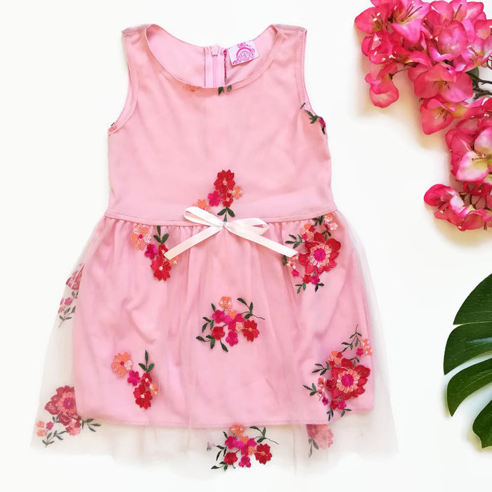VESTIDO ROSA BORDADO NIÑA