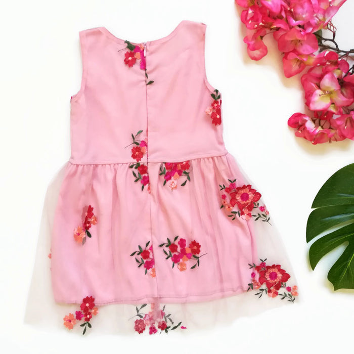 VESTIDO ROSA BORDADO NIÑA
