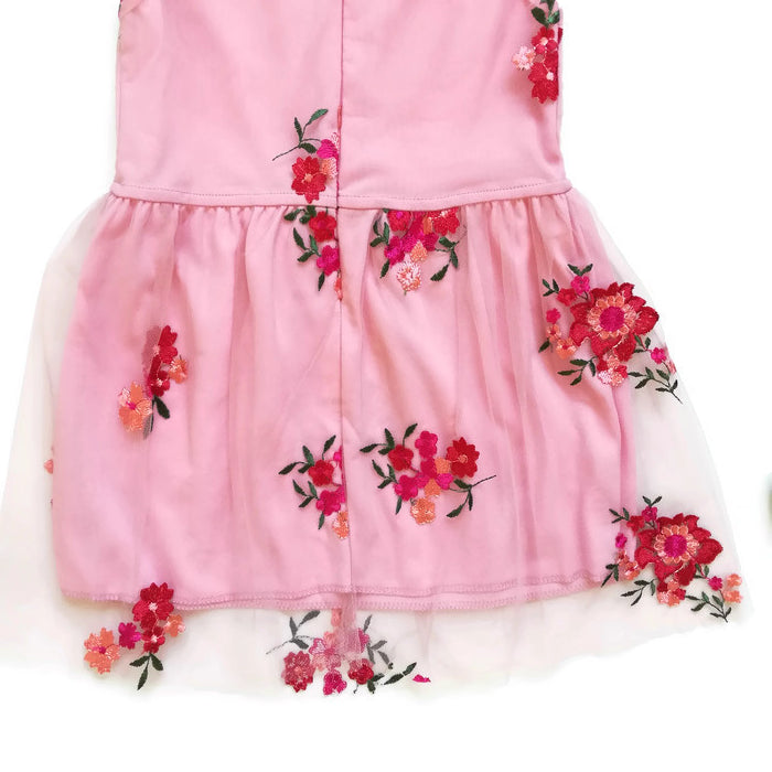 VESTIDO ROSA BORDADO NIÑA