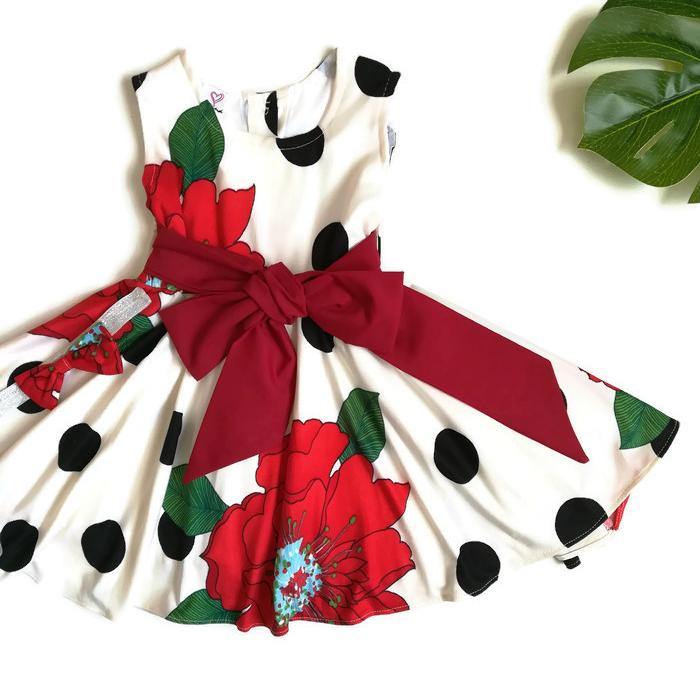 VESTIDO BLANCO CON FLORES - Mibebu -  Ropa Infantil