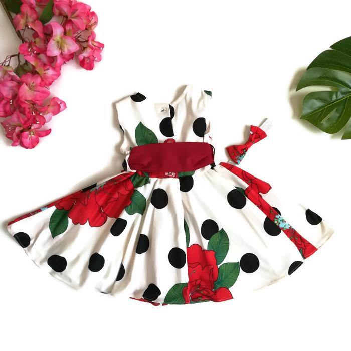 VESTIDO BLANCO CON FLORES - Mibebu -  Ropa Infantil
