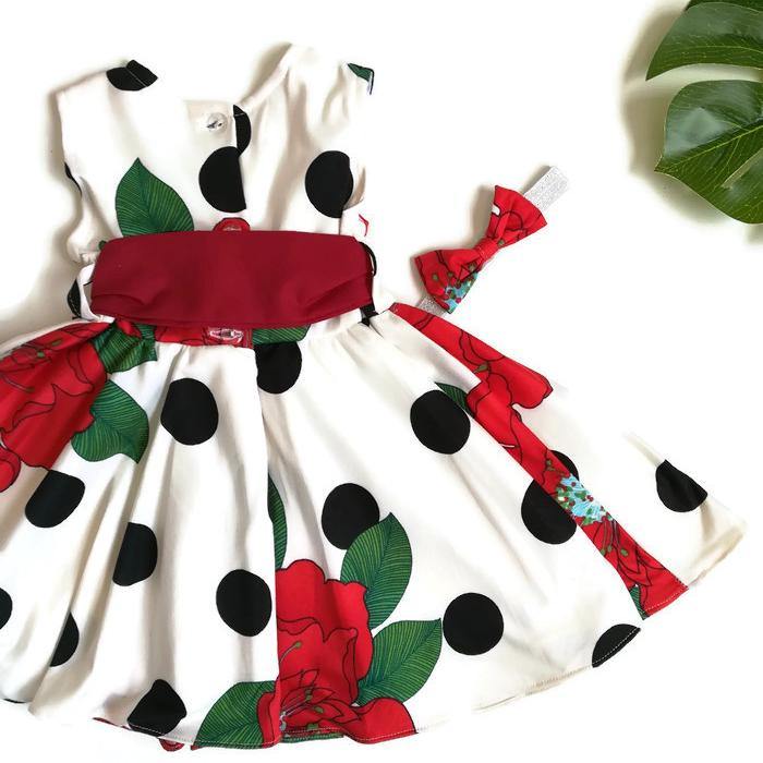 VESTIDO BLANCO CON FLORES - Mibebu -  Ropa Infantil