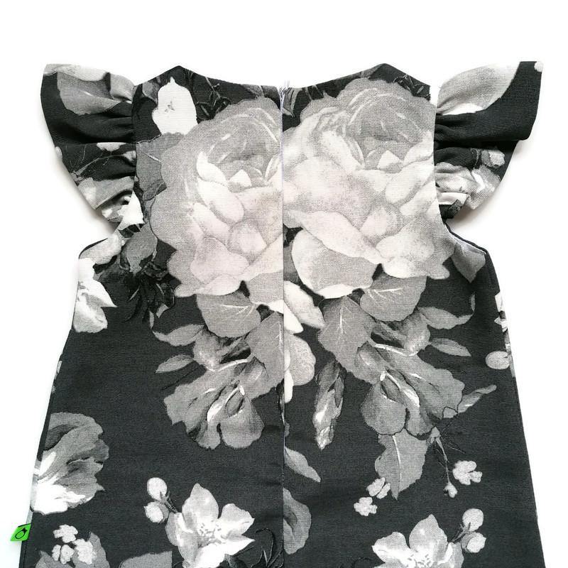 VESTIDO FLORES BLANCO NEGRO NIÑA - Mibebu -  Ropa Infantil