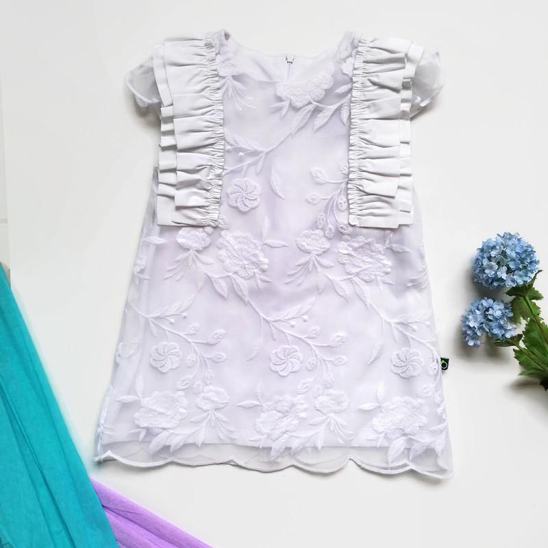 VESTIDO DE ENCAJE BLANCO NIÑA - Mibebu -  Ropa Infantil