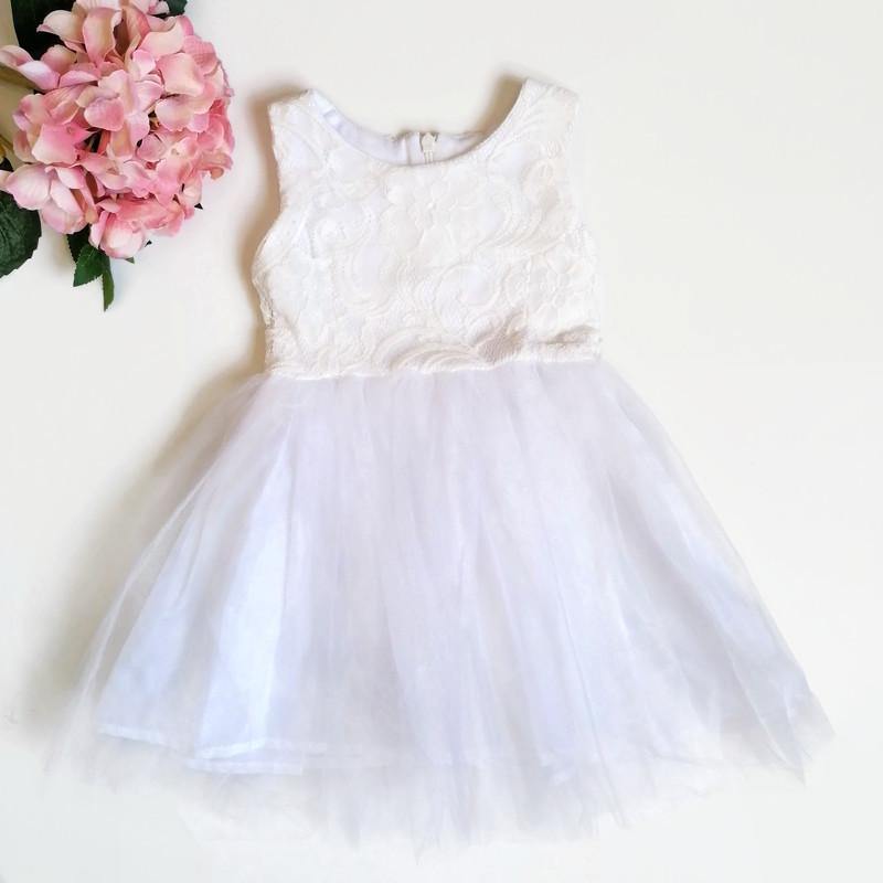 VESTIDO  BLANCO ENCAJE NIÑA - Mibebu -  Ropa Infantil