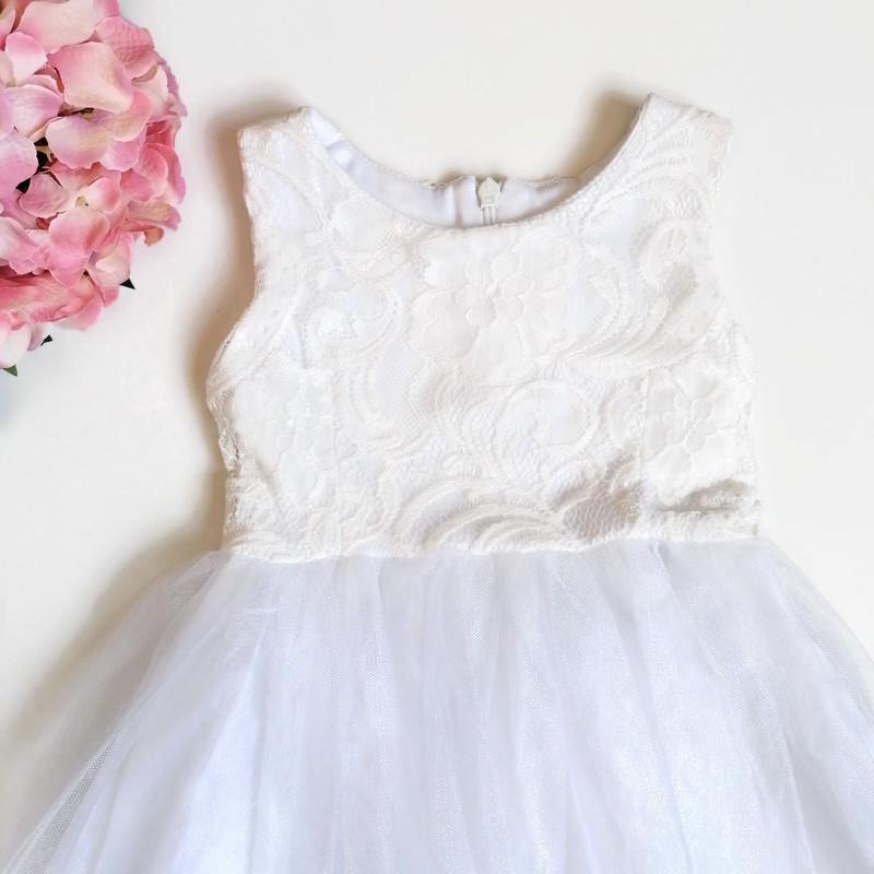 VESTIDO  BLANCO ENCAJE NIÑA - Mibebu -  Ropa Infantil