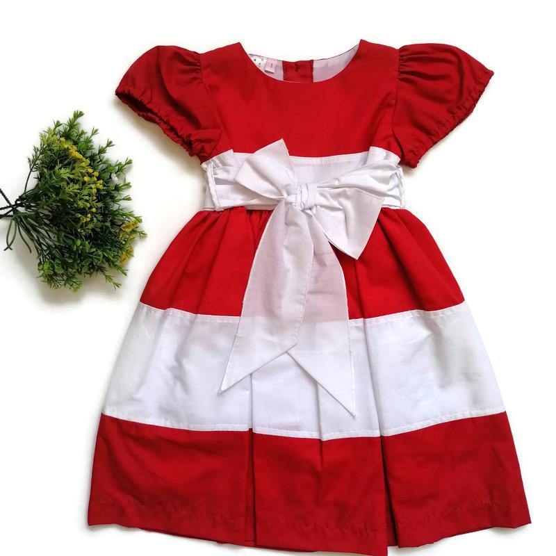 VESTIDO ROJO BLANCO NIÑA - Mibebu -  Ropa Infantil