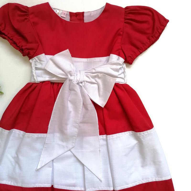 VESTIDO ROJO BLANCO NIÑA - Mibebu -  Ropa Infantil