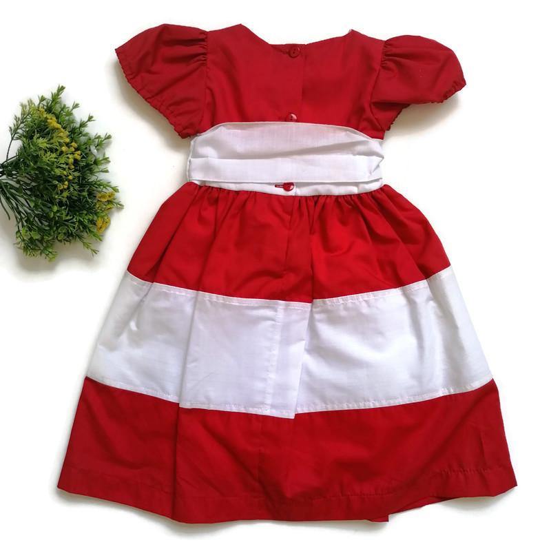 VESTIDO ROJO BLANCO NIÑA - Mibebu -  Ropa Infantil
