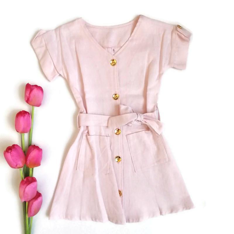 VESTIDO ROSA PASTEL NIÑA - Mibebu -  Ropa Infantil