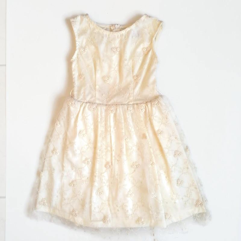 VESTIDO BEIGE ENCAJE NIÑA - Mibebu -  Ropa Infantil