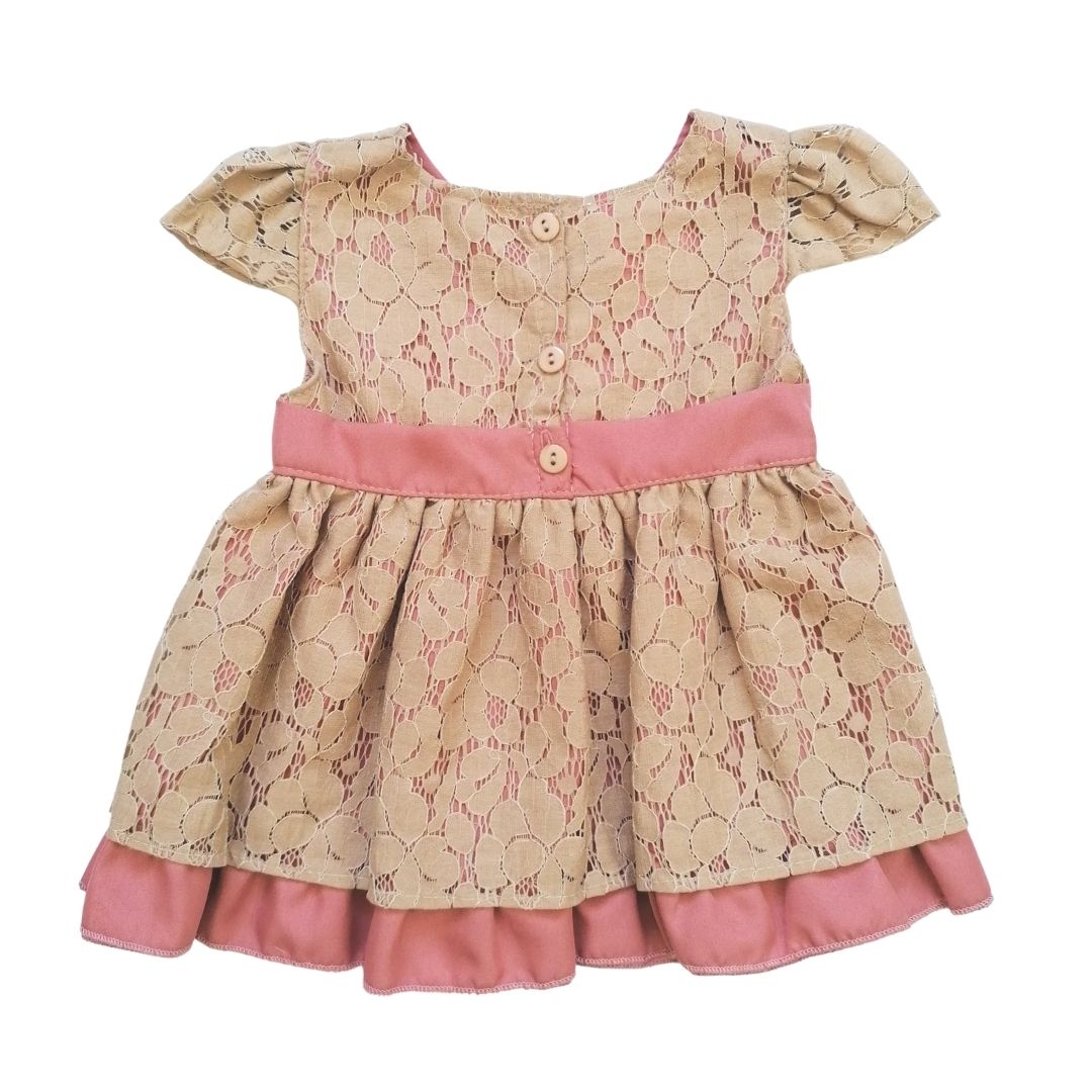 VESTIDO CAMEL ROSA ENCAJE NIÑA BEBÉ