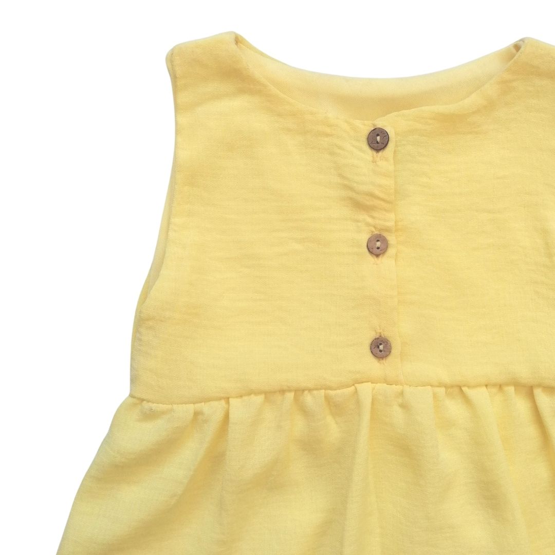 VESTIDO AMARILLO LISO NIÑA BEBÉ