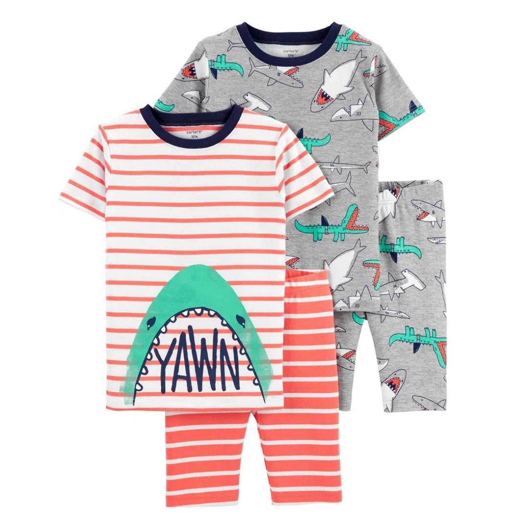 PIJAMA CARTERS 4PZAS TIBURÓN BLANCO GRIS NIÑO