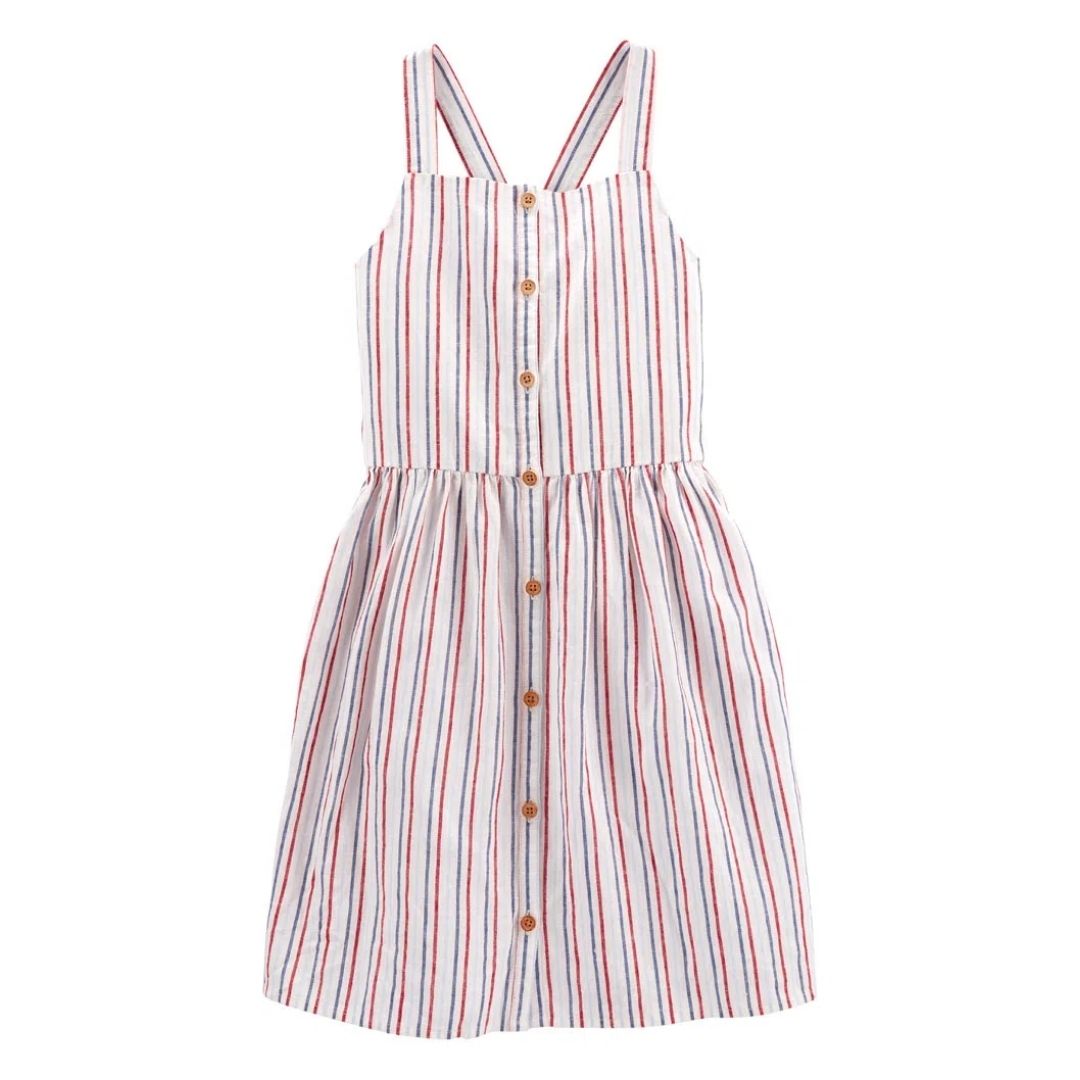VESTIDO OSHKOSH BLANCO RAYAS DE LINO NIÑA