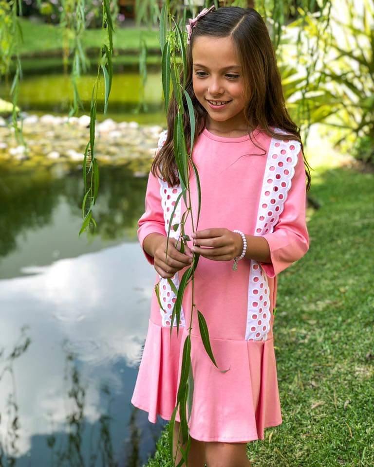 VESTIDO SALMÓN NIÑA - Mibebu -  Ropa Infantil