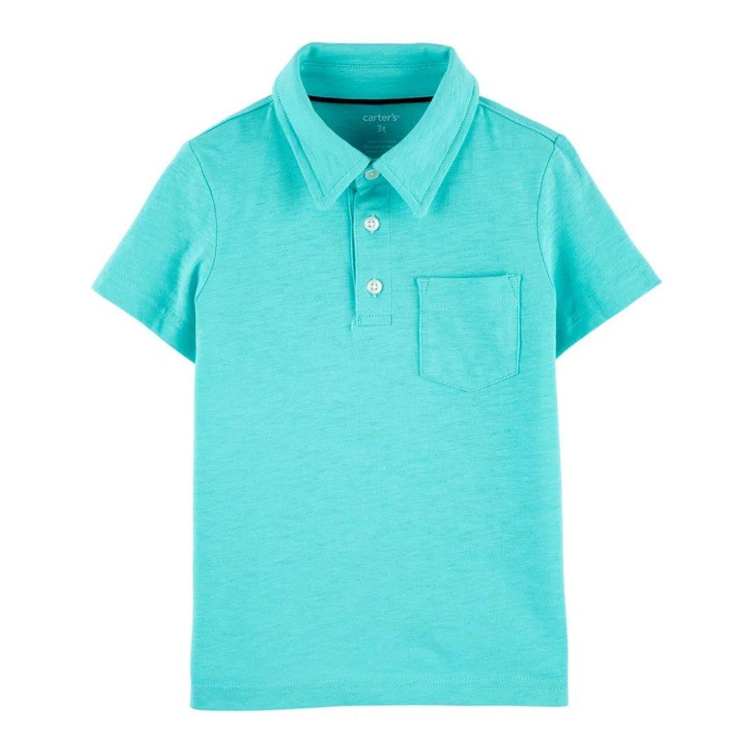 PLAYERA POLO AZUL MENTA CARTERS NIÑO - Mibebu -  Ropa Infantil