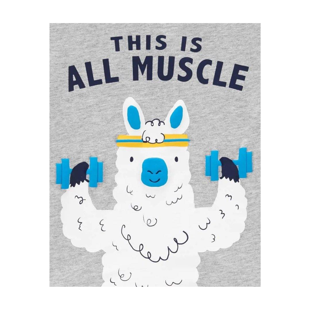 PLAYERA GRIS DE LLAMA EJERCITANDOSE CARTERS NIÑO - Mibebu -  Ropa Infantil