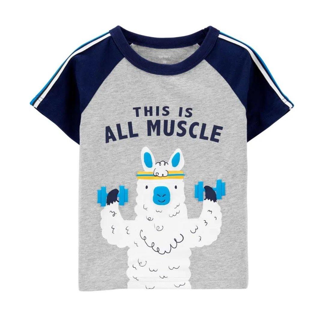 PLAYERA GRIS DE LLAMA EJERCITANDOSE CARTERS NIÑO - Mibebu -  Ropa Infantil